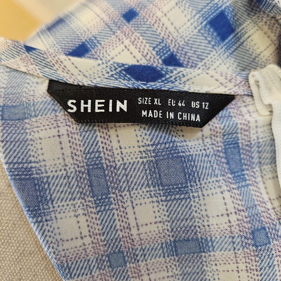 SHEIN Blue Plaid Ruffle Mini Dress Size Size XL - Picture 9 of 10